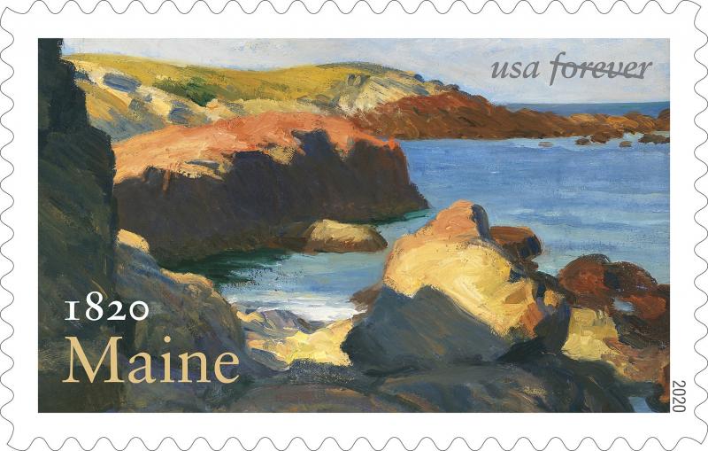 The Edward Hopper painting “Sea At Ogunquit” graces Maine’s new Bicentennial Statehood stamp. Get yours beginning March 15. Courtesy of USPS