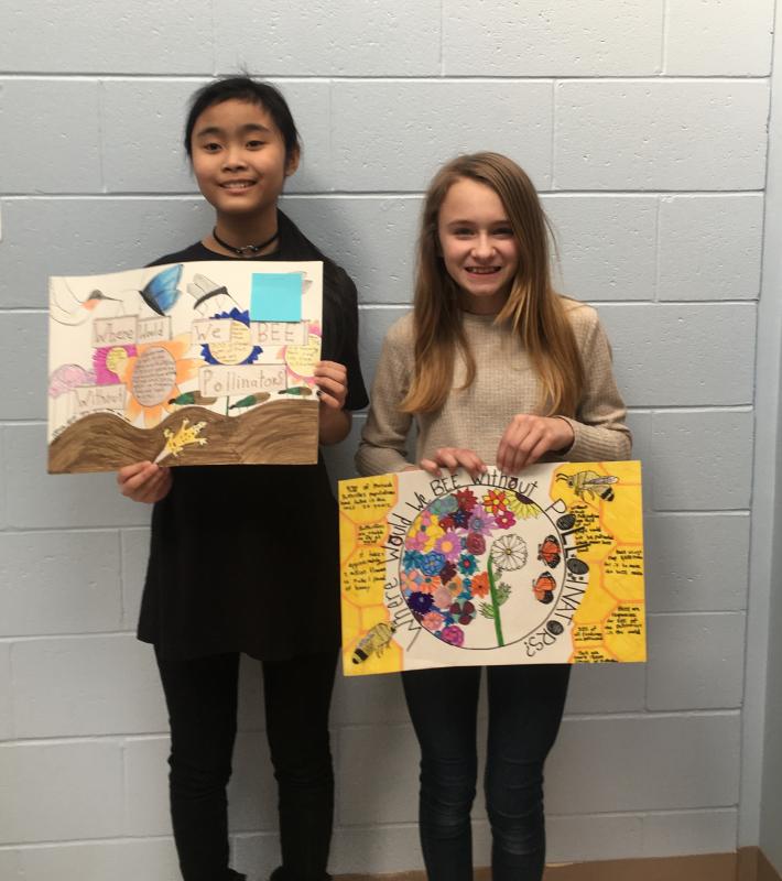 Overall 4-5 Category Winner: Miley Black and Grade 5 Class Winner: Samantha Bernardo, both of Thomaston Grammar School. (Photo courtesy Rebecca Jacobs, KLSWCD)