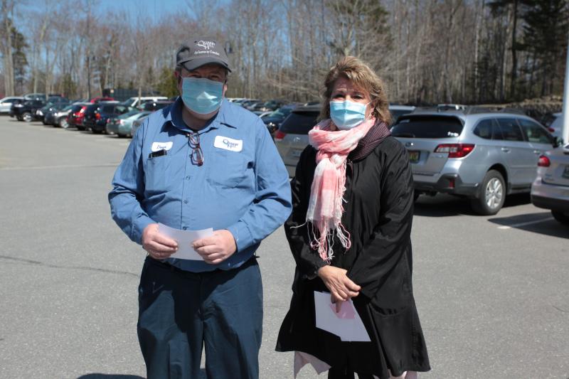 Dean Curtis, maintenance worker, left, with regional chief operating officer, Cindy Wade, RN. (Photo courtesy Quarry Hill)