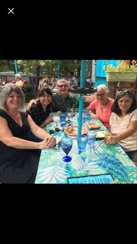 The “dog park divas” are out on the town at Blue Sky Cantina in Rockport. In the middle is Gordie Guist, “honorary diva.” Picture from the left are Apryl Grindle-Jenner, Mariah Klapatch, Gordie, Robin Guist, and Elizabeth Yarrow. Missing from the photo is Evelyn Lowe and Julie Clement. (Photo courtesy of Julie Clement)