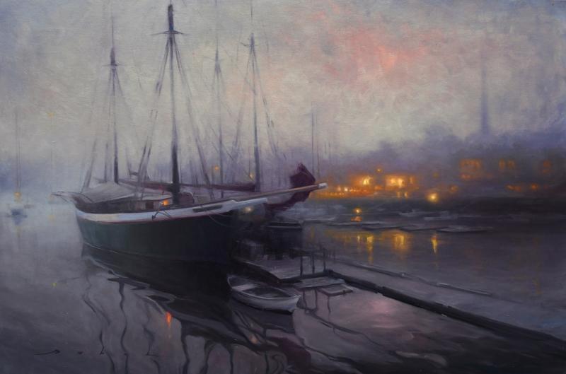 Camden Lights by Olena Babak. Oil on linen. (Photo courtesy Camden Falls Gallery)
