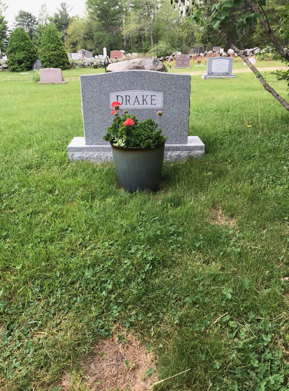 Donald Drake’s grave, with flowers, which thieves took. (Photo courtesy Debra Drake)