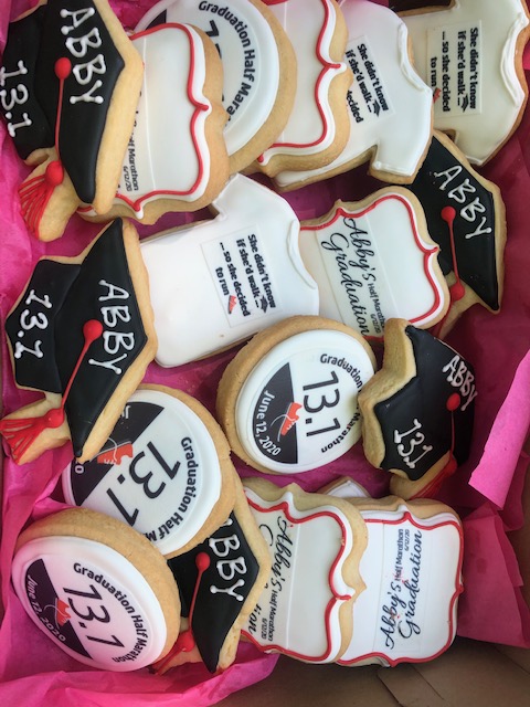 Special graduation cookies marking the perfect way to celebrate the completion of a half-marathon and high school. (Courtesy Christine Nathan)
