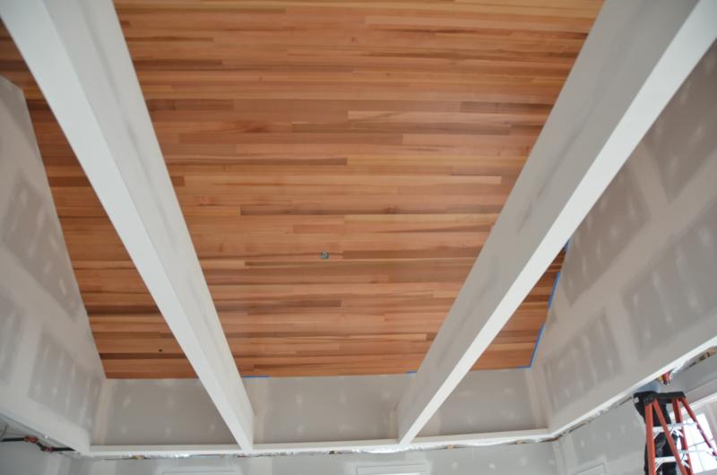 A soaring wood paneled ceiling in the nonfiction section. (Photo by Lynda Clancy)