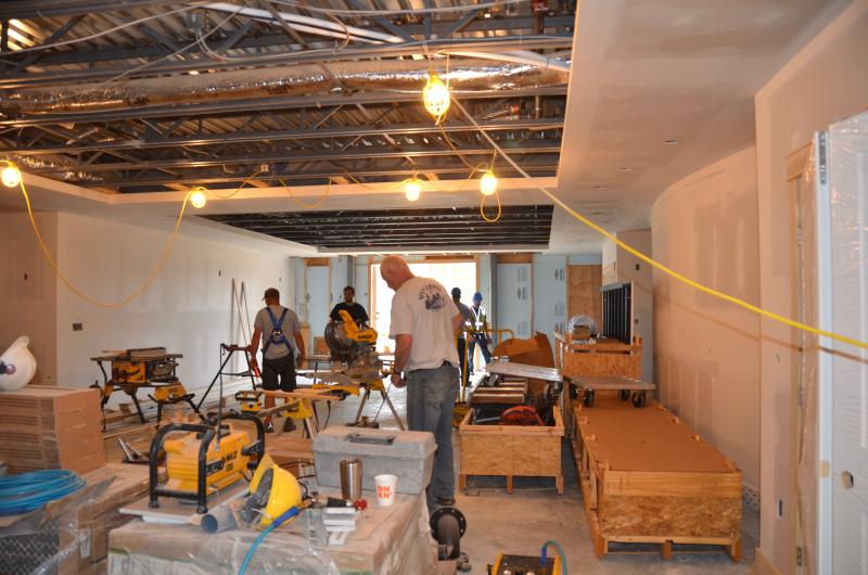 Inside the new library, as construction continues. (Photo by Lynda Clancy)