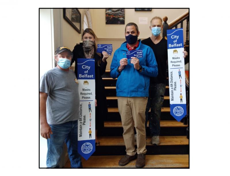 Belfast Maintenance Director Norman Gilmore, City Manager Erin Herbig, Our Town Belfast Executive Director Zach Schmesser and Mayor Eric Sanders. (Photo courtesy City of Belfast)