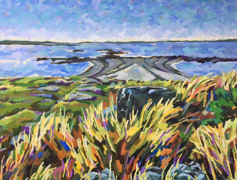 Summer Day on Brimstone, Jennifer Van Cor, Acrylic On Canvas. (Photo courtesy Camden Falls Gallery)