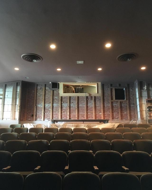 New booth opening for video projection. (Photo courtesy of Waldo Theatre)