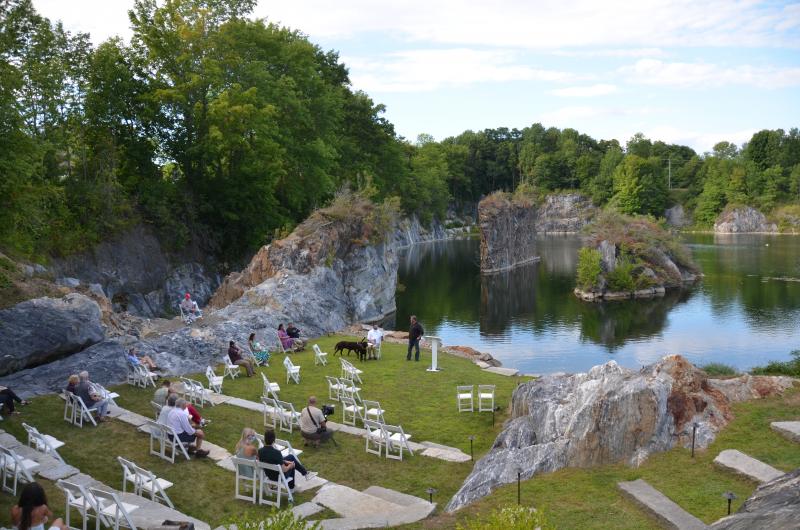 Mullins made his candidacy announcement at his Rockland home, the site of a former quarry. (Photo by Lynda Clancy)