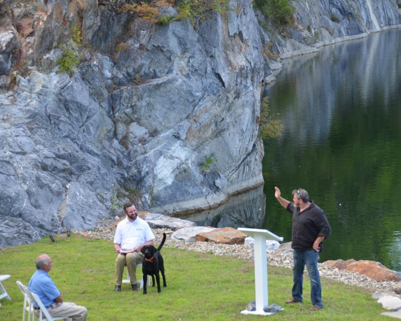 Peter Overlock, who is treasurer for the Mullin’s campaign, introduces him to the group. (Photo by Lynda Clancy)