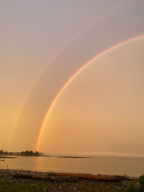 Double rainbow, July 8, Owl’s Head. (Photo by Carl Lindquist)