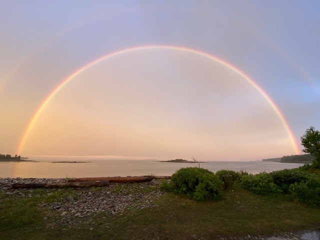 Double rainbow, July 8, Owl’s Head. (Photo by Carl Lindquist)