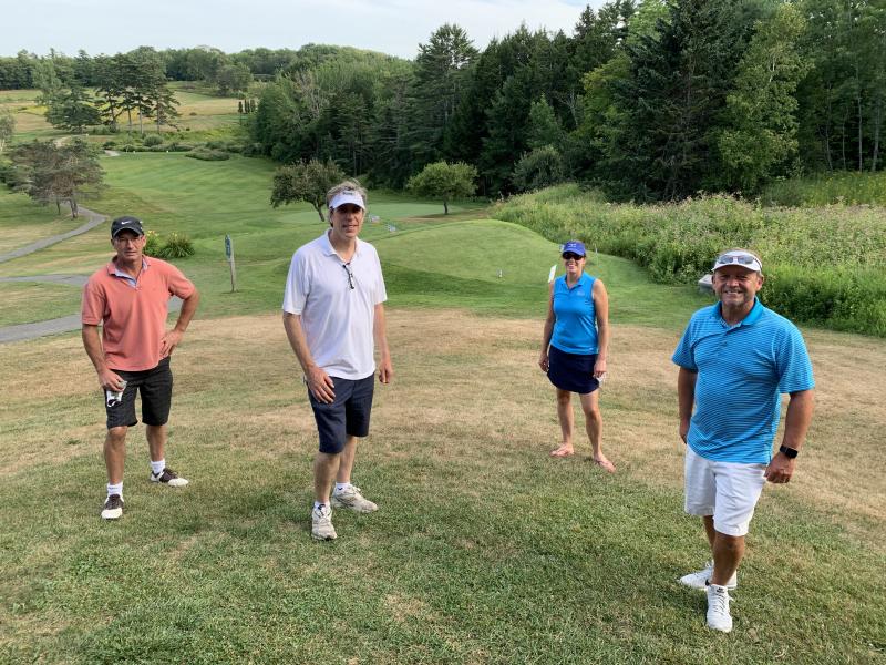 2020 Fore PAWS Golf Tournament winning team, “Off Leash.” From left to right, Rick Brace, Geoffrey James, Kristen Nelson, and Michael Forcillo. (Courtesy PAWS)
