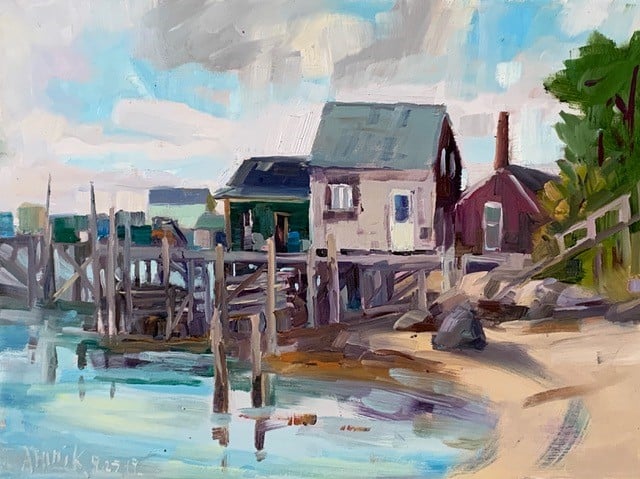 “Working Waterfront Jonesport” by Val Aponik. (Photo courtesy Archipelago)