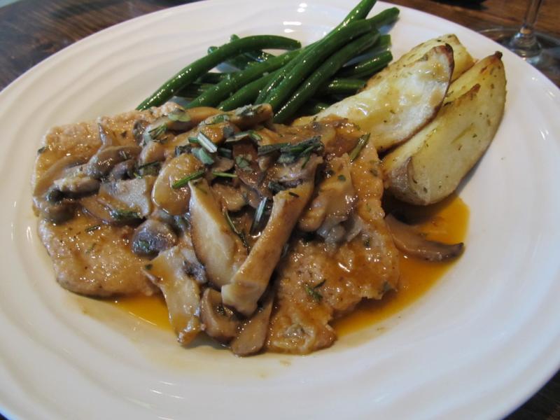 Scallopine Di Vitello Ai Funghi, thin pounded veal scaloppine, wild mushrooms, white wine, fresh sage and thyme. Photo by Kay Stephens