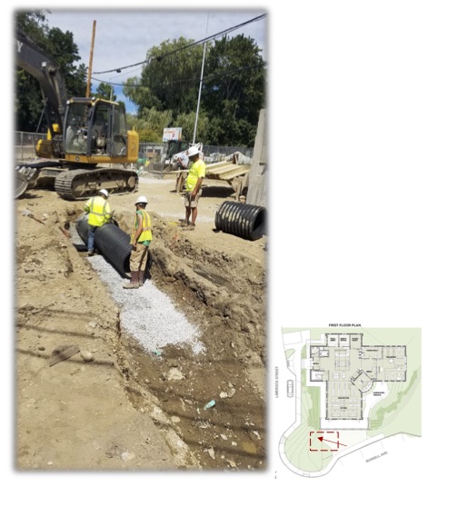 A new drainage culvert being installed connecting the culverts on Union and Limerock to the system installed in front of the library that carries runoff to the harbor. A reminder why it is so important that you not dump anything down these drains because it all ends up in the harbor.