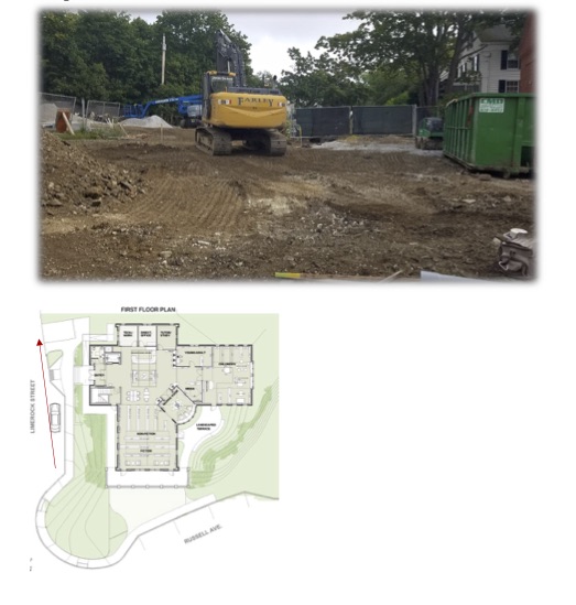 After all the utility lines (water, sewer, power and communications) have been run into the building through conduits, it was all backfilled and prepped for final grade.