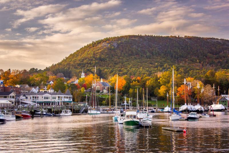 First, the beer label image started with Houle being inspired by Benjamin Williamson’s photograph, Camden Harbor in the Fall.” (Photo courtesy Benjamin Williamson Photography)