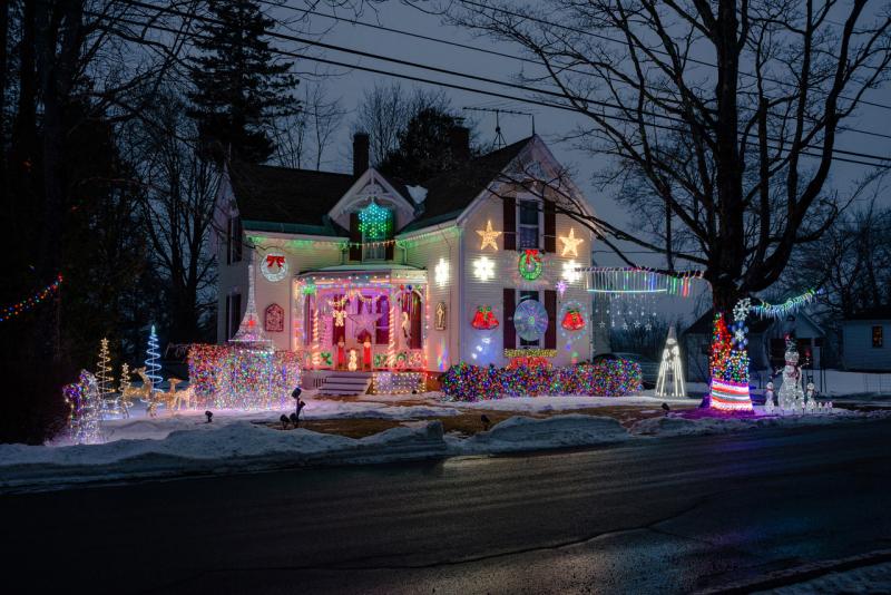 Every year one of the neighbors on Hyler Street in Thomaston works in the cold and sometimes into the late evening to create this display for everyone to enjoy. (Photo by Alan LaVallee)