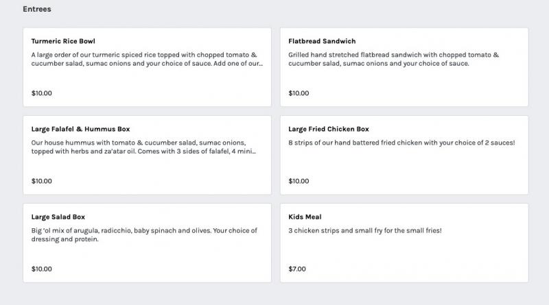 Sample of menu. Screenshot by Kay Stephens