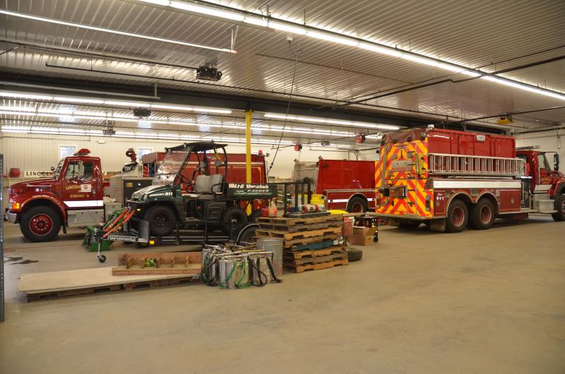 Inside the Lincolnville Center Fire Station, where much of the town’s firefighting equipment and trucks are housed.
