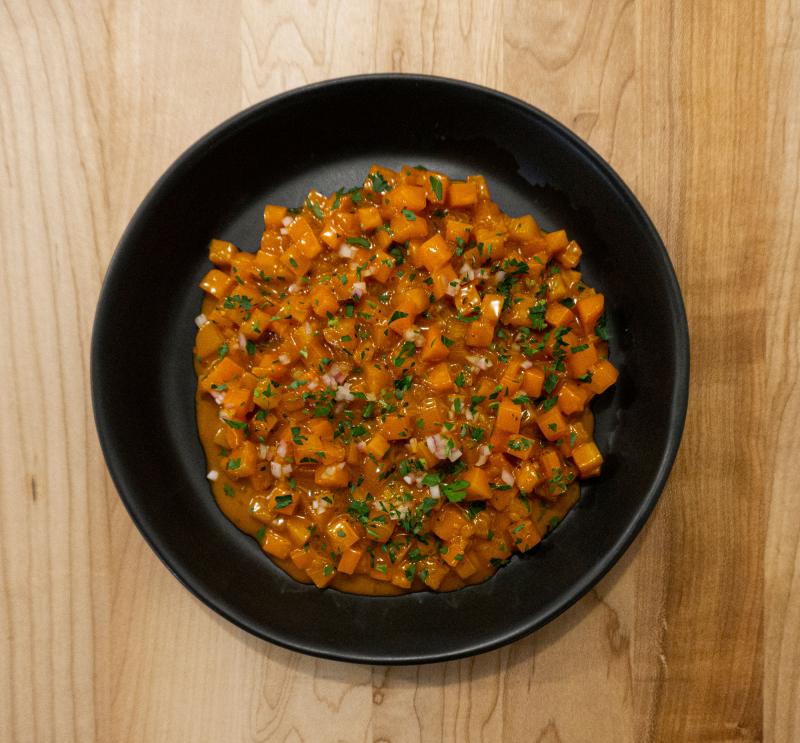 "Carrots risotto'd, bone marrow” Photo courtesy Elizabeth Soule