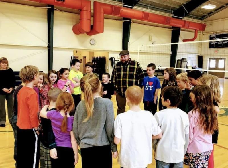 Jackson working with kids from North Haven Community School in 2017. Photo courtesy Ryan Jackson