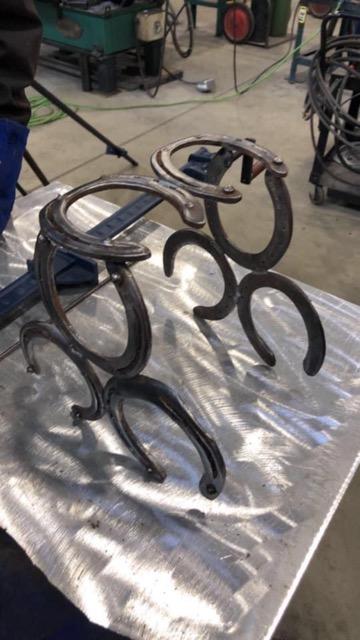 A boot cleaner sculpture made from horseshoes. Photo courtesy Mikayla Tolman
