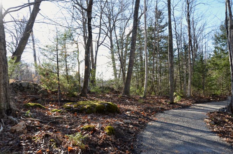 Public access to the extensive Round the Mountain Trail, which is to encircle Ragged Mountain, took a giant step forward last fallwith the opening of the Thorndike Brook Trailhead, at 223 Hope Street, in Hope, just overlapping the Rockport town line. And with it came the official Coastal Mountains Land Trust announcement that the first 5.5 miles of the Round the Mountain Trail was open for hiking, running and biking.
And as far as trailheads go, the Thorndike Brook Trailhead is a small park unto itself, with a sheltering kiosk designed by architect Gianne Conard and built by Wayne Ruesswick and Cedarworks, with lumber donated by Hammond Lumber.
A few steps away, an artfully constructed stone garden graces the landscape, courtesy of Kurt Snyder and his company, Stonescape Masonry.