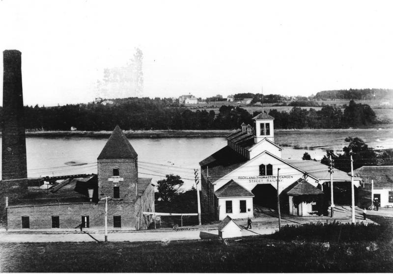 Rockland, Thomaston and Camden Street Railway electrical production facility, barn for trolleys, and company headquarters in Glen Cove, Rockport.