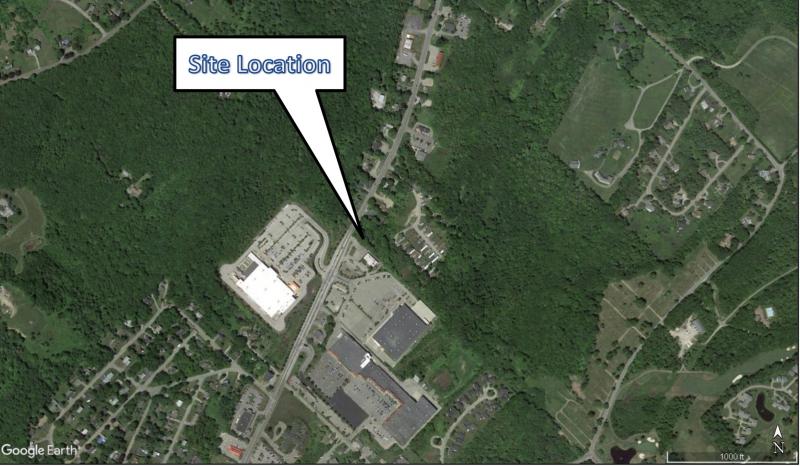 The proposed location of the new greenhouse and retail building, near the Rockland City line, and the big box stores Ocean State Job Lots and Home Depot.
