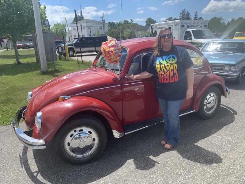 Lauren Watts with her 1968 Volkswagen. (Photo courtesy Thomaston Grammar School)