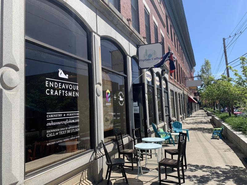 Element Furniture & Flipside Coffee, Main Street, Thomaston. (Photo by Elisa Olds)