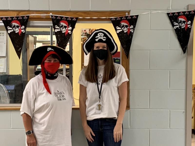 Administrative Assistant, Mrs. Sanfilippo, and Principal, Mrs. Riley, are ready for the Field Day festivities. (Photo courtesy Thomaston Grammar School)