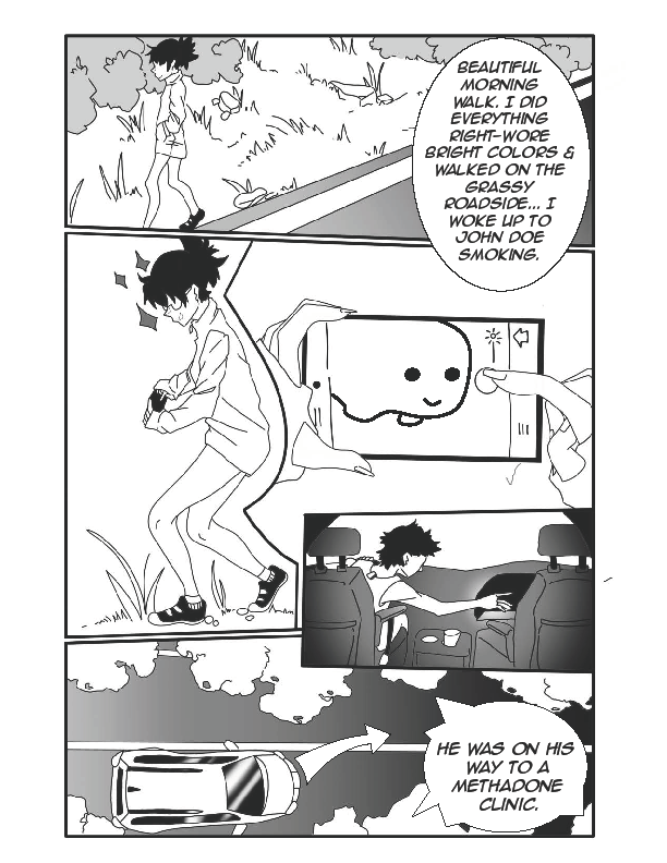 First page of her winning graphic novel strip. See attachment below for the full comic. Original artwork by Emily Miller.