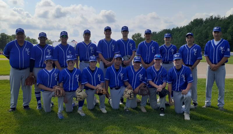The Midcoast Babe Ruth all-star team. Front row, from left: Dylan Winslow, Blade Brann, Jacob Watkinson, A.J. Giberson, Porter Gahagan, Gavin Ripley and Josh Blake. Back row, from left: manager Don Shields, Taygan McAllister, Bryson Mattox, Micah Tomasello, Gabe Lash, Dominic Frisone, Sam Moody, Gilbert Stewart, coach Allen Tomasello and coach Matthew Moody. (Courtesy Dawn Watkinson)
