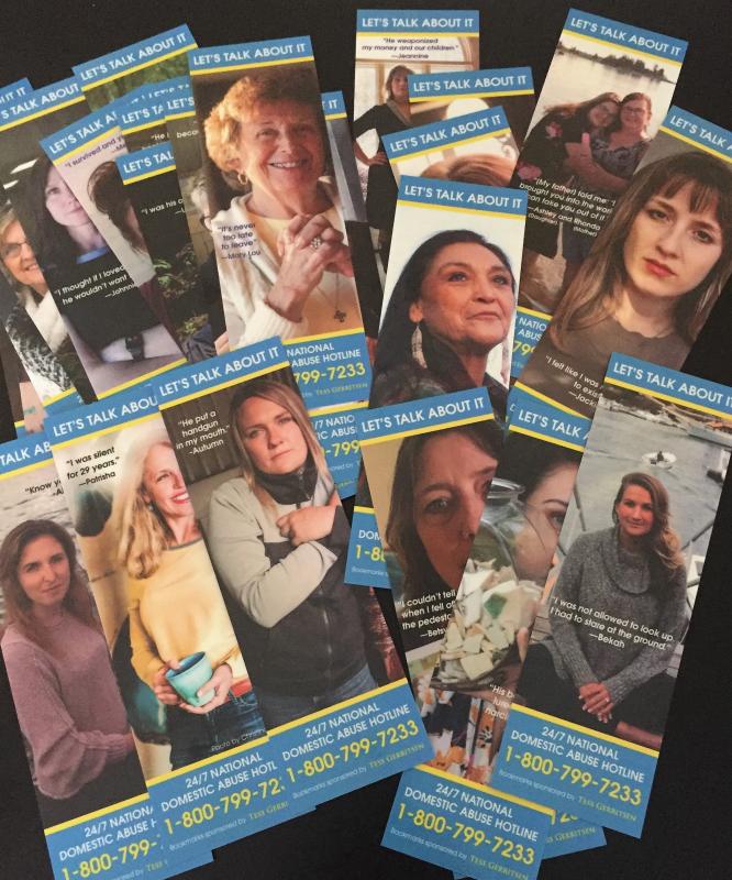 The bookmarks, scaled-down versions of the banners. LISA KRISTOFF/Boothbay Register