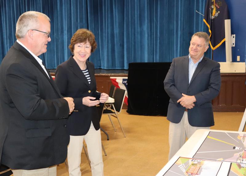 Senator Collins with Searsport Town Manager James Gilway and DOT Commissioner Bruce Van Note.