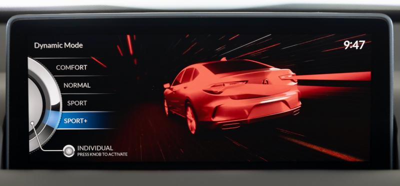 The screen graphics change appropriately with each click of the Drive Mode selector.