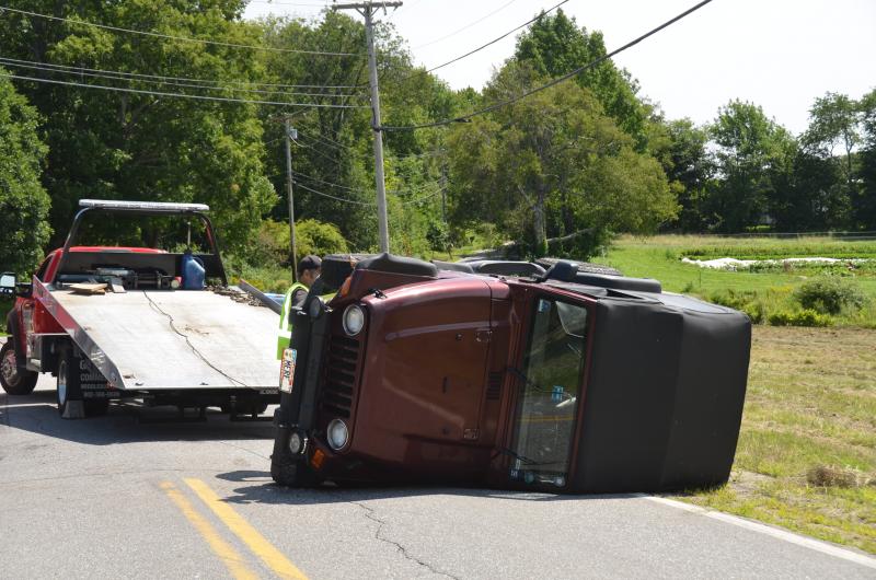 The Jeep landed on its side.