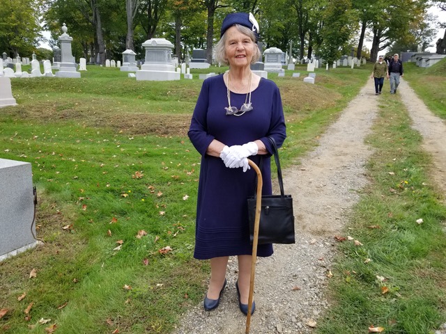 Patricia Estabrook, script writer, organizer, wardrobe and hostess as Mrs Johnson.