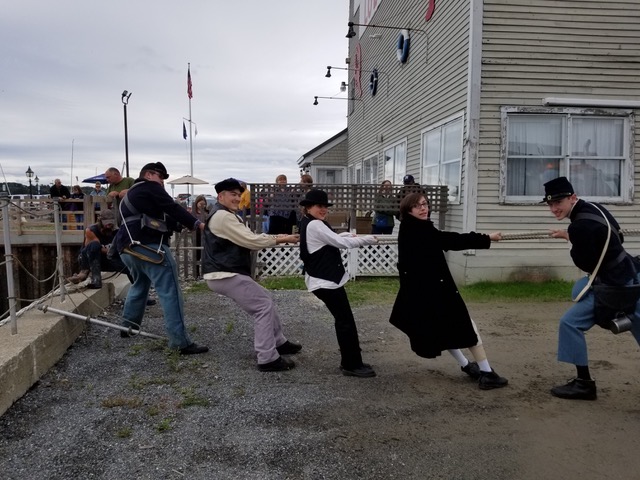 Working together across the centuries: Some of the youth who helped pull a sunk sailboat out of Belfast Harbor on October 2. The group was led by AmeriCorps member Jack Deslippe. Participants are (L-R): Ethan Cowan, 16; Jesse Cowan, 17; Shi McLellan, 14, Sylis Littlefield, 15, Desmin Littlefield, 16. (Photo courtesy I Know ME)