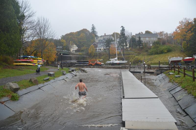 A swimmer in Rockport Harbor (photo by Lynda Clancy)
