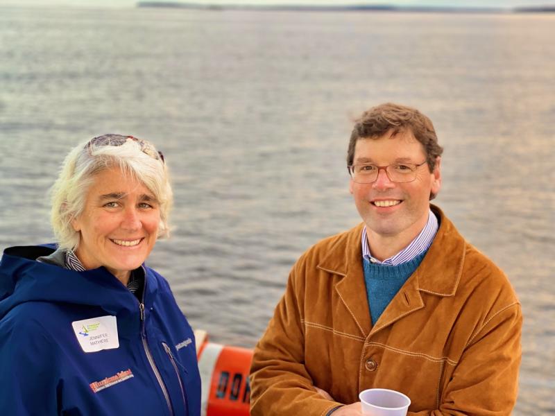 Jennifer Matthews with Hurricane Island, and Will Galloway, Head, the Watershed School. (Photo by Quinton Donleavy)