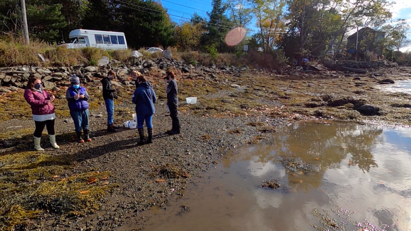 Upon arrival, the class prepares to investigate the site.