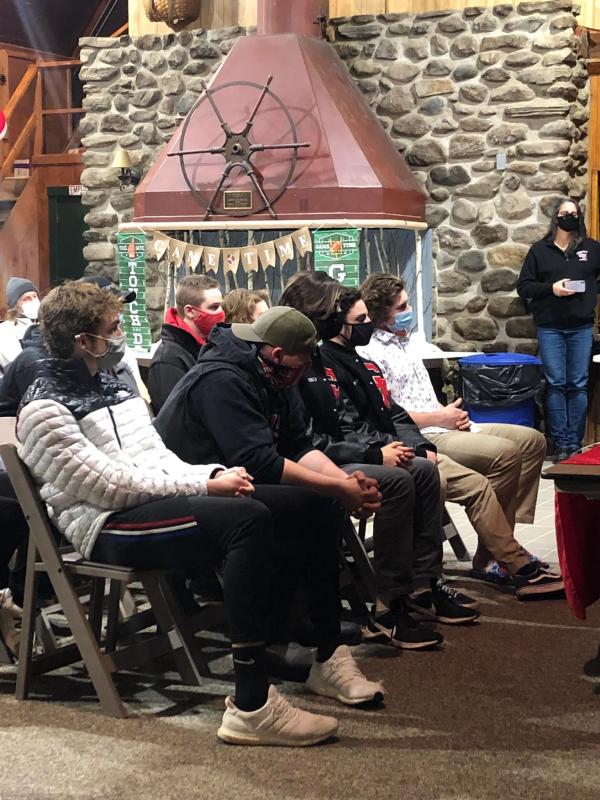 Seniors at the Camden Hills football team banquet. (Photo by Carl Chadwick)