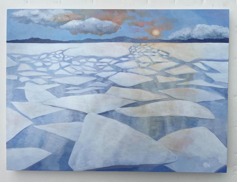 Ice Out by Ramone Hanley-Warren, acrylic on board. Courtesy of Friends of Maine Coastal Islands Wildlife Refuge.