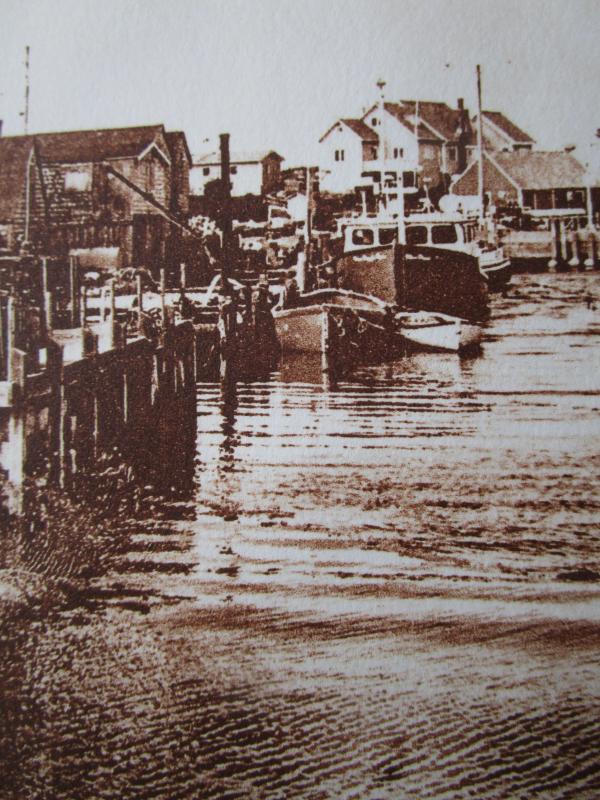 Harbor Scene by Sandi Cirillo, solar plate etching. Courtesy of Friends of Maine Coastal Islands Wildlife Refuge.