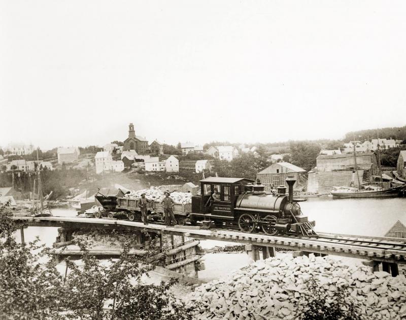 The Rockport locomotive, a snapshot of the harbor’s industrial past.