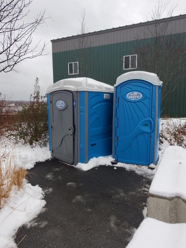 Porta Potties and Front Street Shipyard in back.